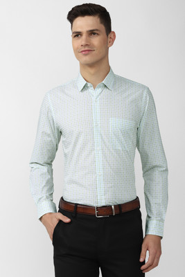 PETER ENGLAND Men Checkered Formal White Shirt