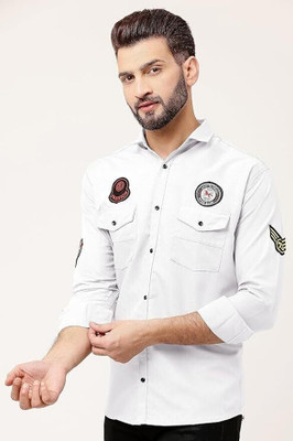 Bridons feb Men Solid Casual White Shirt