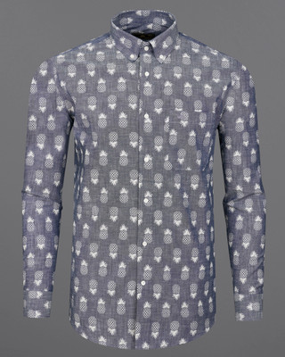 french crown Men Solid Casual Grey, White Shirt