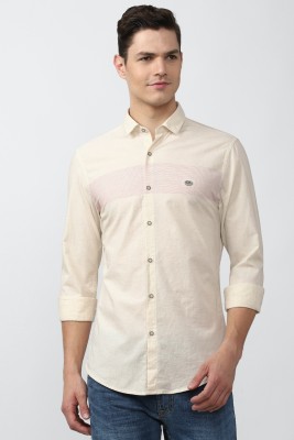 PETER ENGLAND Men Striped Casual Beige Shirt