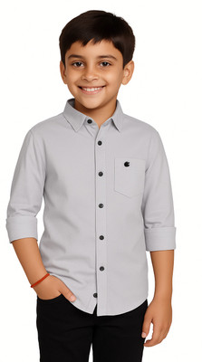 jabak creation Boys Solid Casual Grey Shirt