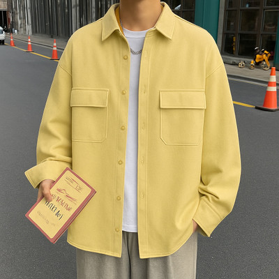 Asta Moda Men Solid Casual Yellow Shirt