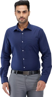 PARK AVENUE Men Self Design Formal Blue Shirt