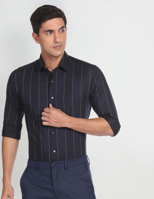 Arrow Newyork Men Striped Casual Blue Shirt