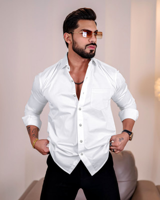 ZENE Men Self Design Casual White Shirt