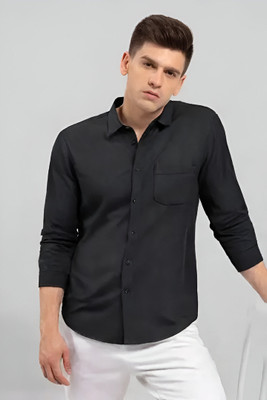 Purever India Men Solid Formal Black Shirt