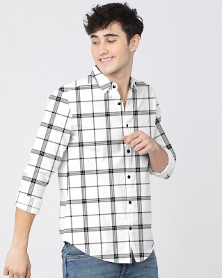 Yaara fashion Men Checkered Casual Black, White Shirt