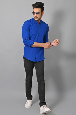 YAAROW Men Solid Casual Light Blue Shirt