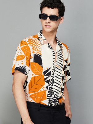 Fame Forever by Lifestyle Men Printed Casual Beige Shirt