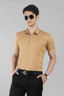 Garry Richards Men Solid Formal Khaki Shirt