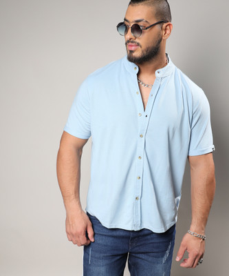 Instafab Plus Men Solid Casual Blue Shirt