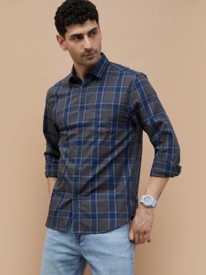 CODE by Lifestyle Men Checkered Casual Grey Shirt