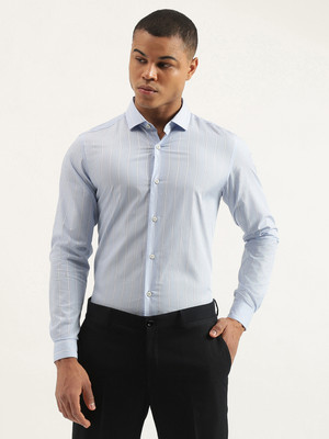 United Colors of Benetton Men Striped Casual Blue Shirt