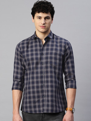 5TH ANFOLD Men Checkered Casual Blue Shirt