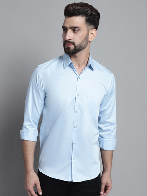 JAINISH Men Solid Casual Light Blue Shirt