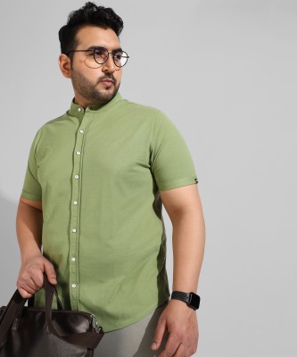 Instafab Plus Men Solid Casual Green Shirt