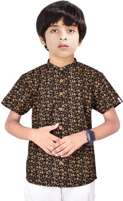 MADE IN THE SHADE Boys Printed Casual Black, Beige Shirt