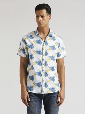 Pepe Jeans Men Printed Casual White, Blue, Yellow Shirt