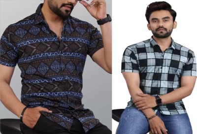 DADA IMPEX Men Printed Casual Dark Blue Shirt