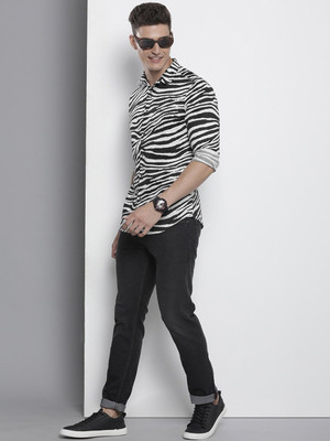 The Indian Garage Co. Men Animal Print Party Black Shirt