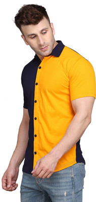 BEYOU FASHION Men Solid Formal Dark Blue, Yellow Shirt