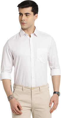 TURTLE Men Printed Formal Cream Shirt