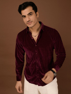 TANDUL Men Solid Casual Maroon Shirt