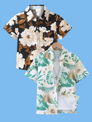 KILLER Boys Floral Print Casual Multicolor Shirt(Pack of 2)