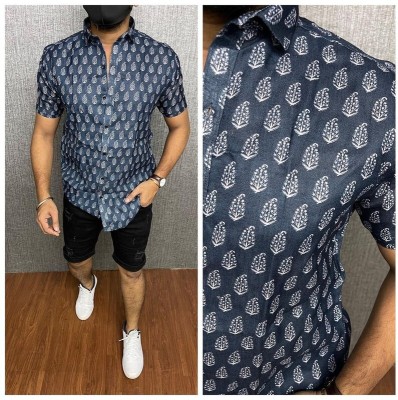 ALVIN ENTERPRISE Men Floral Print Casual Blue Shirt