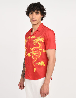 Art Reaalm Men Printed Casual Red Shirt