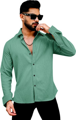 IKON FASHION Men Solid Casual Green Shirt