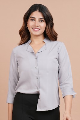 Arbutus Women Solid Casual Grey Shirt