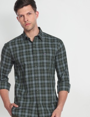 Arrow Sport Men Checkered Casual Green Shirt