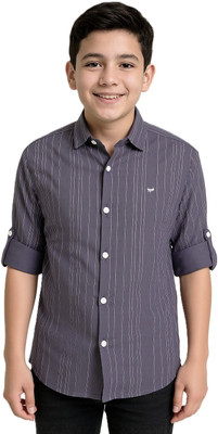Charchit Boys Striped Casual Purple Shirt