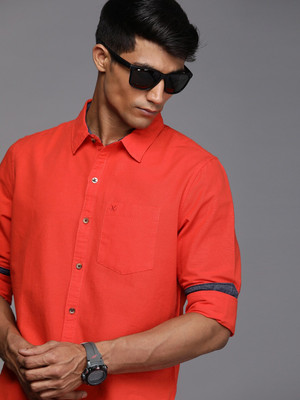 WROGN Men Solid Casual Orange Shirt