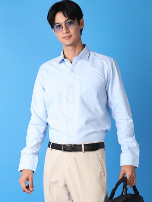 V-MART Men Solid Formal Blue Shirt