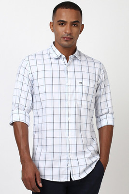 PETER ENGLAND Men Checkered Casual White Shirt