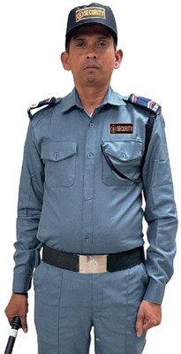 puniform Texmart Men Solid Formal Blue Shirt