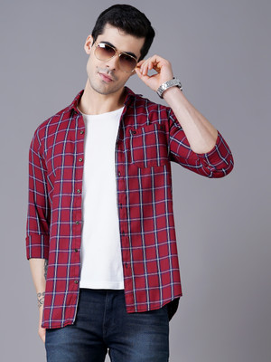 K-Lara Men Checkered Casual Red Shirt