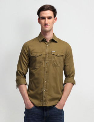 U.S. POLO ASSN. Men Solid Casual Khaki Shirt