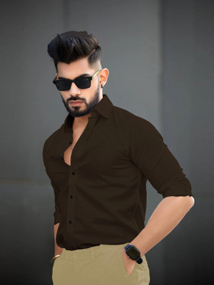 SOLSTICE Men Solid Casual Brown, Multicolor Shirt