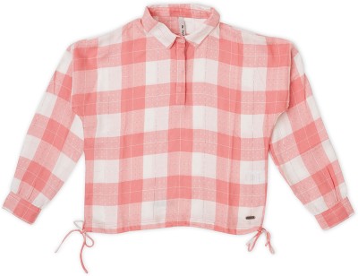 Pepe Jeans Boys Checkered Casual Pink Shirt