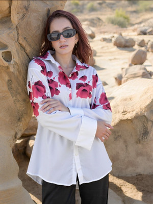 THECLASSICTOGS Women Printed Casual Pink, White Shirt