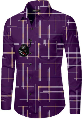 Ujaval Enterprise Men Printed Casual Purple, Gold, White Shirt
