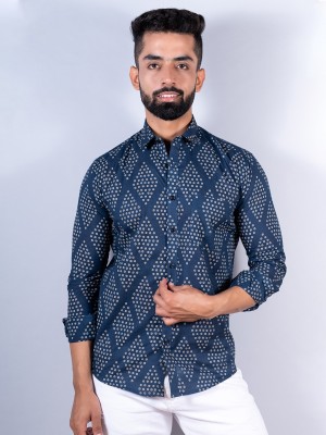 TISTABENE Men Printed Casual Dark Blue, Grey Shirt