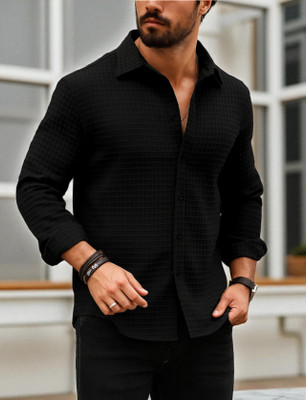 ZONANZA Men Solid Casual Black Shirt