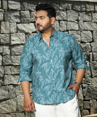Instafab Plus Men Printed Casual Green Shirt