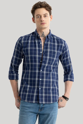 Jai Textiles Men Solid Casual Dark Blue Shirt