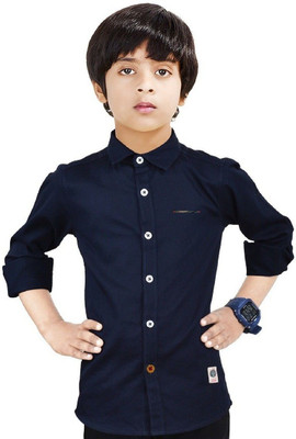 crane Boys Solid Casual Dark Blue Shirt