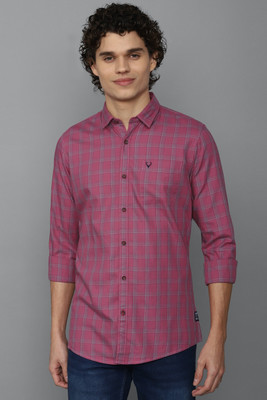 Allen Solly Men Checkered Casual Pink Shirt